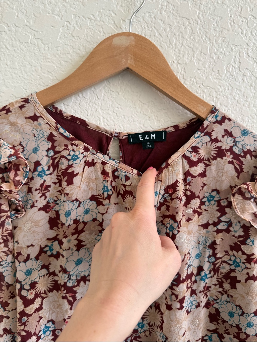 ASOS E& M Floral Long Sleeve Blouse Top Size M - Picture 2 of 4